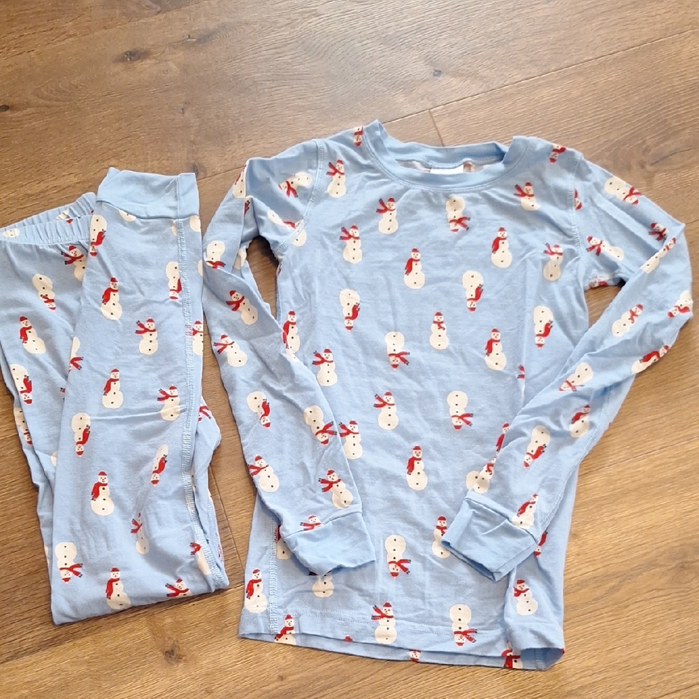 Hanna Andersson Blue Snowman Kids Pajamas